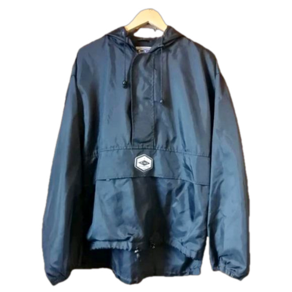 Vintage Ocean Pacific OP Black Pullover Anorak Windbreaker Jacket Hooded Large